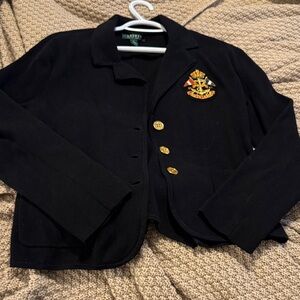 Vintage LRL Black Blazer with Embroidered Crest